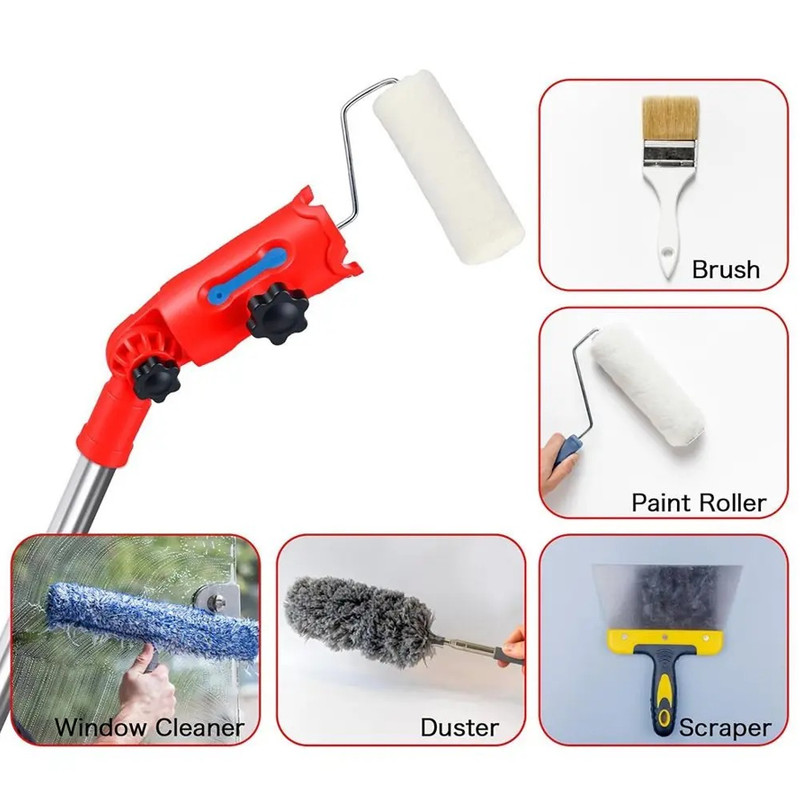1pc Red Multi-Angle Paint Brush Extender Rotating Pole Adapter Tool - NEW gallery