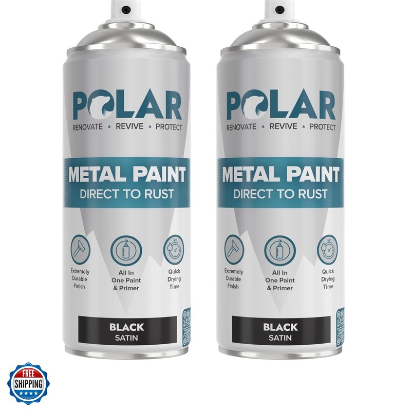 Satin Black Direct to Rust Spray Paint – 2 x 13.5fl oz – Protect and Stop Cor…