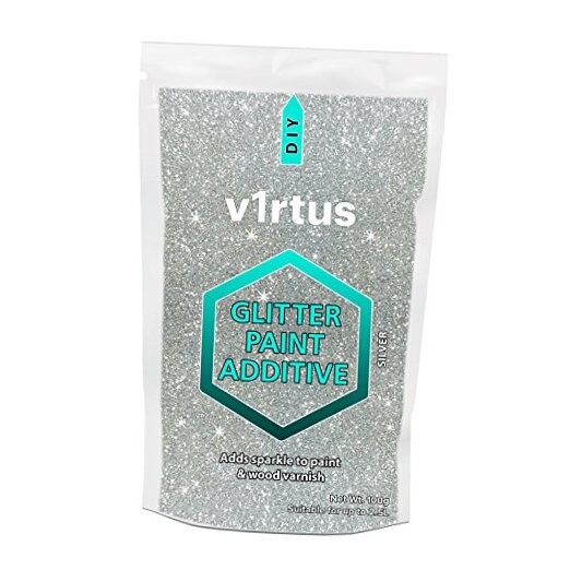 Glitter for Paint () Additive 100g / 3.5oz for Acrylic, Latex, Emulsion Silver