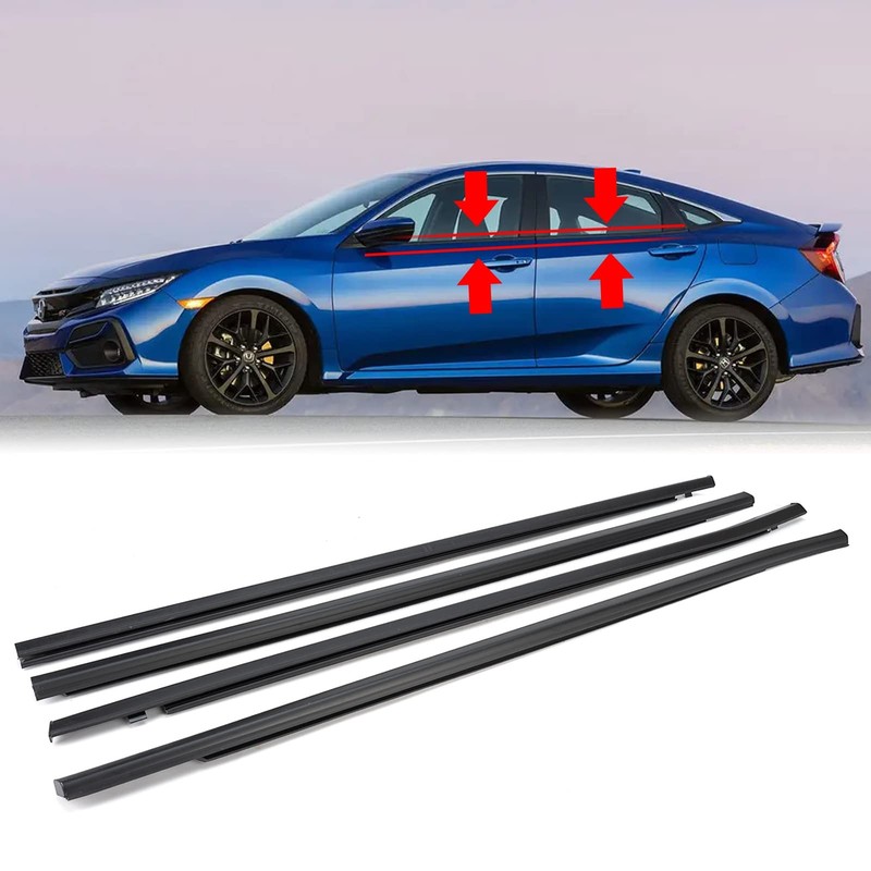 GEATaaT 4Pcs Weatherstrip Window Moulding Trim Seal Belt Compatible with 2016…