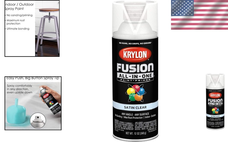 Versatile Clear Satin Spray Paint & Primer - 12oz, Rust Resistant for Outdoors gallery
