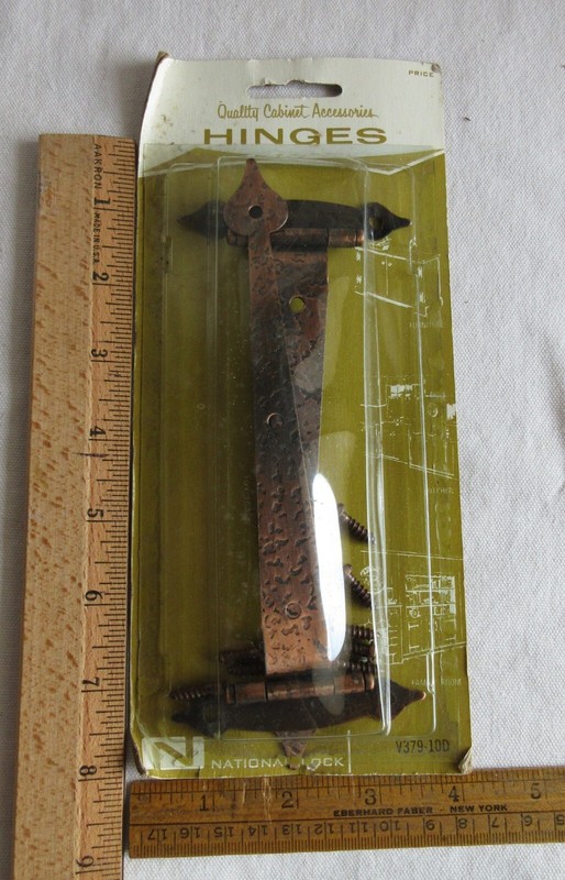 NOS Vtg 3/8″ offset strap hinge hammered copper 7” Colonial – V379 door cabinet