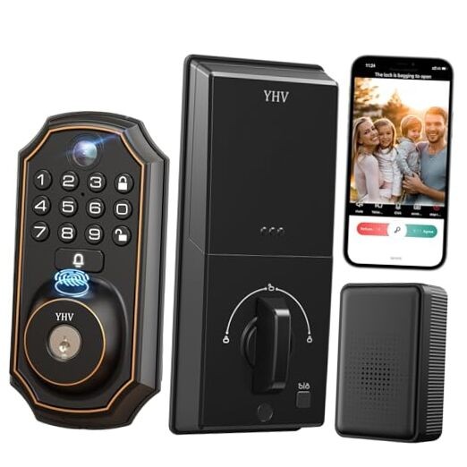 Keyless Entry Door Lock with Camera Fingerprint Smart Door Lock with App 