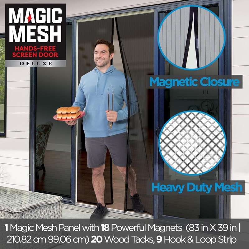 Effortless 39" x 83" Magnetic Screen Door - Kid & Pet Friendly Bug Protection gallery