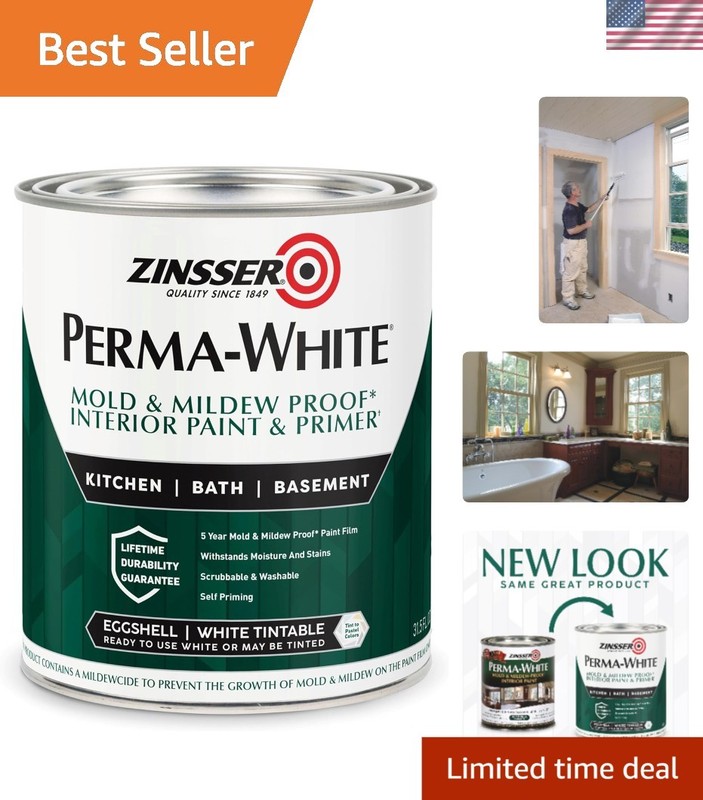 Aquatight Perma-White Mold Resistant Paint, 31.5 Fl Oz – Eggshell White Finish