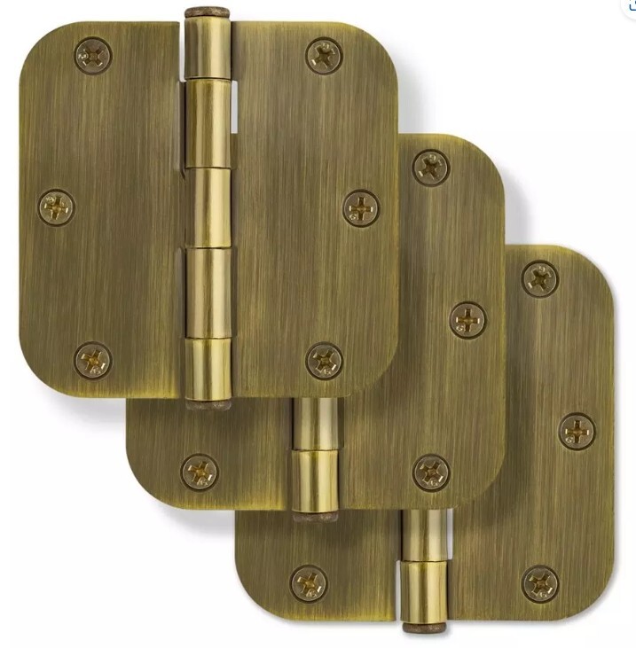 Signature Hardware 3-1/2″ Rounded Steel Door Hinge With Plain Bearing 3 Pack