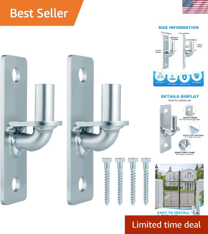 2 Pack Durable Wall Mount Gate Hinges with 5/8” Pin – Ideal for Fences & Barns
