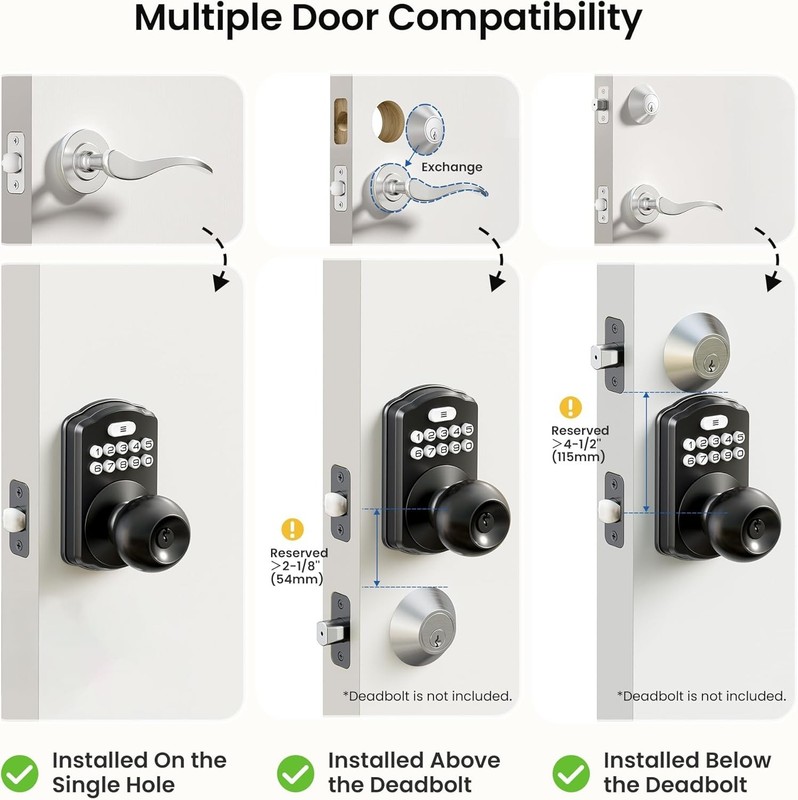 Advanced Keyless Entry Door Lock - Weatherproof Digital Knob with Passage Mode gallery
