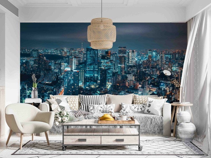 3D City Building Night Scenery Self-adhesive Removable Wallpaper Murals Wall 648