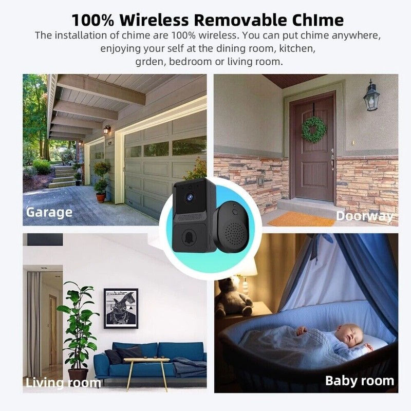 Smart Wireless WiFi Doorbell Intercom Video Camera Door Ring Bell Chime Security gallery