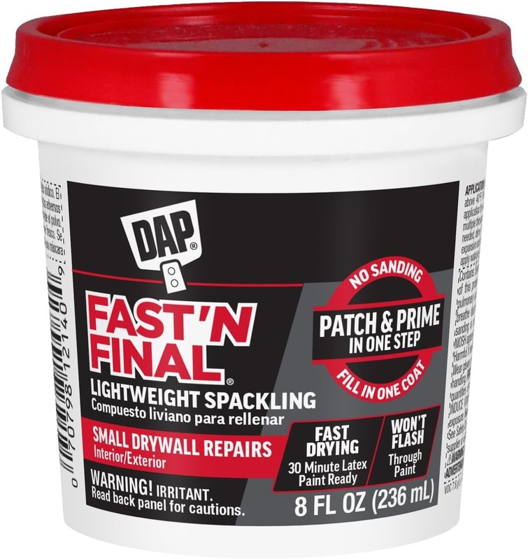 DAP Fast ‘N Final Lightweight Spackling, White, 8 Oz (7079812140)