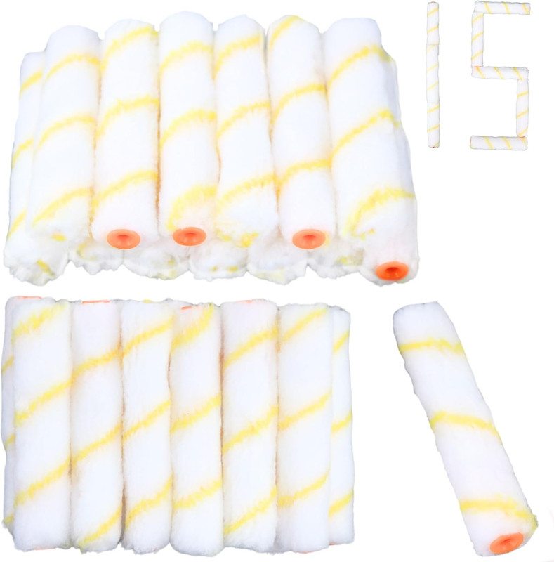 15-Pack 6-Inch Mini Refill Paint Roller Covers, 3/8-Inch Nap, Polyester - Tight gallery