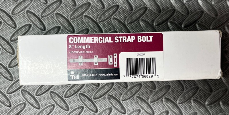 Tell Commercial 8 In. Satin Chrome Door Surface Strap Bolt US26D DT100017