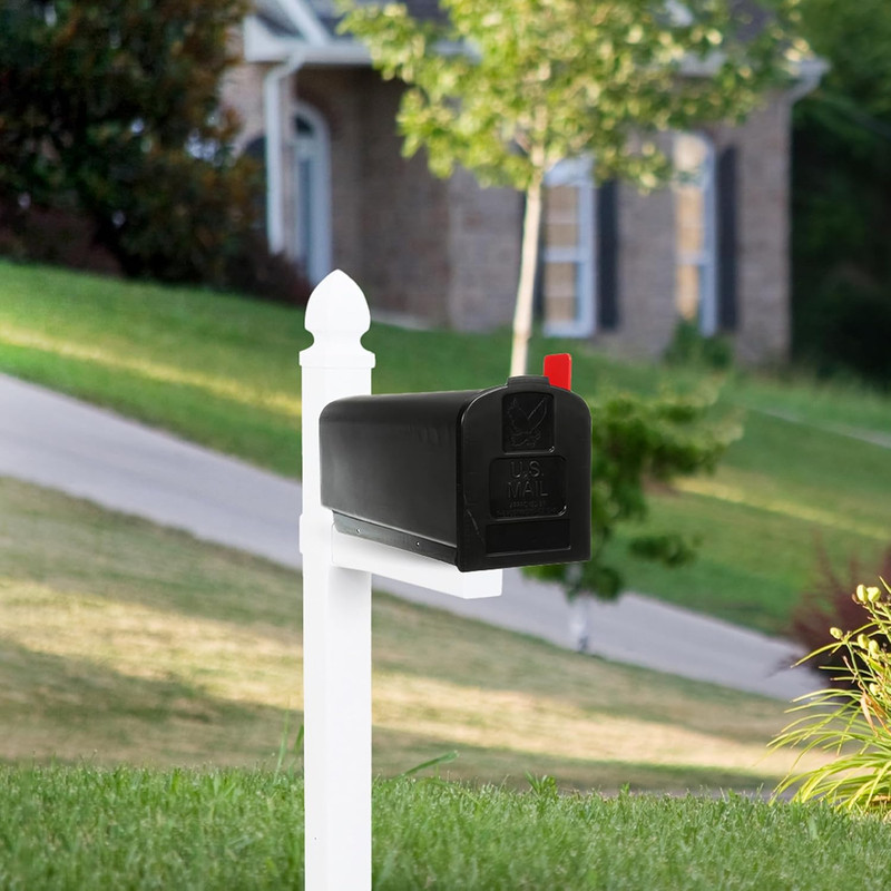 Parsons™ Rust-Proof Plastic Post Mounted Mail Box for Outside, Black, Medium Cur gallery