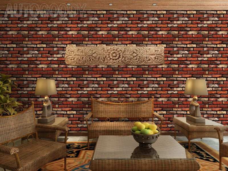 3D Rustic Brick Stone Wallpaper Background Vinyl Film Sticker Self-adhesive Red gallery