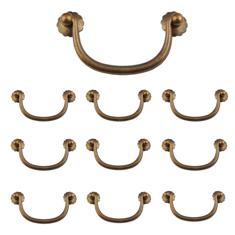 Txinmin 10 Pack Traditional Bail Cabinet Hardware Handle Pull Antique Brass D...