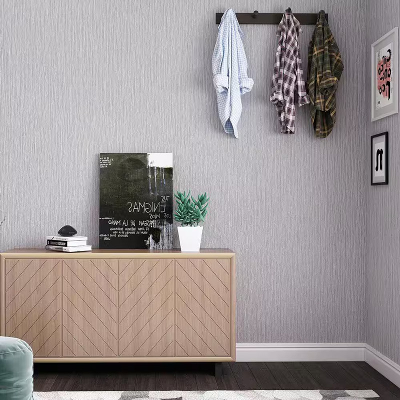 Light Grey Solid Color Grasscloth Textured Contact Paper Peel and Stick Wallpape gallery