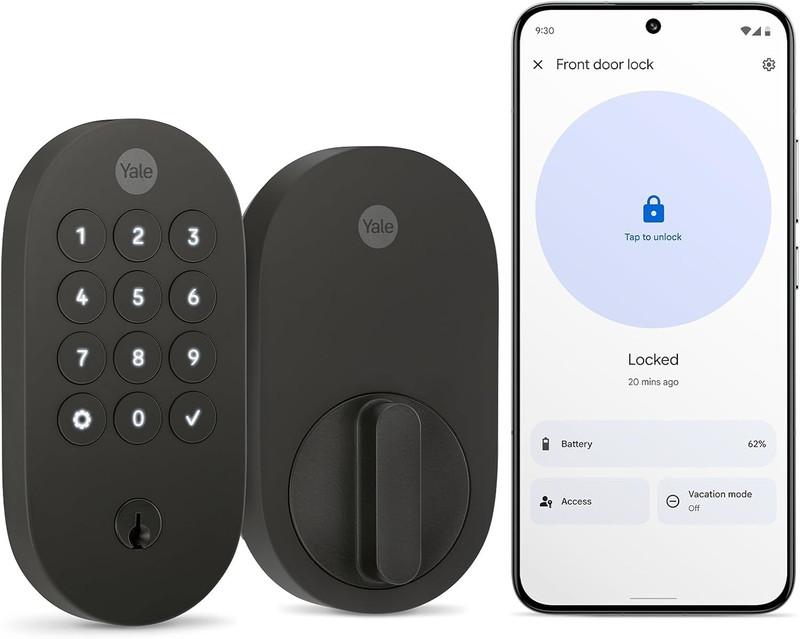 Matte Black Keyed Deadbolt Smart Lock with Google Matter, YRD510-MT1-BLK gallery