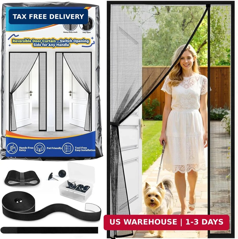 Screen Door Mesh – Reversible Left & Right Opening Door Screen with Magnetic Clo