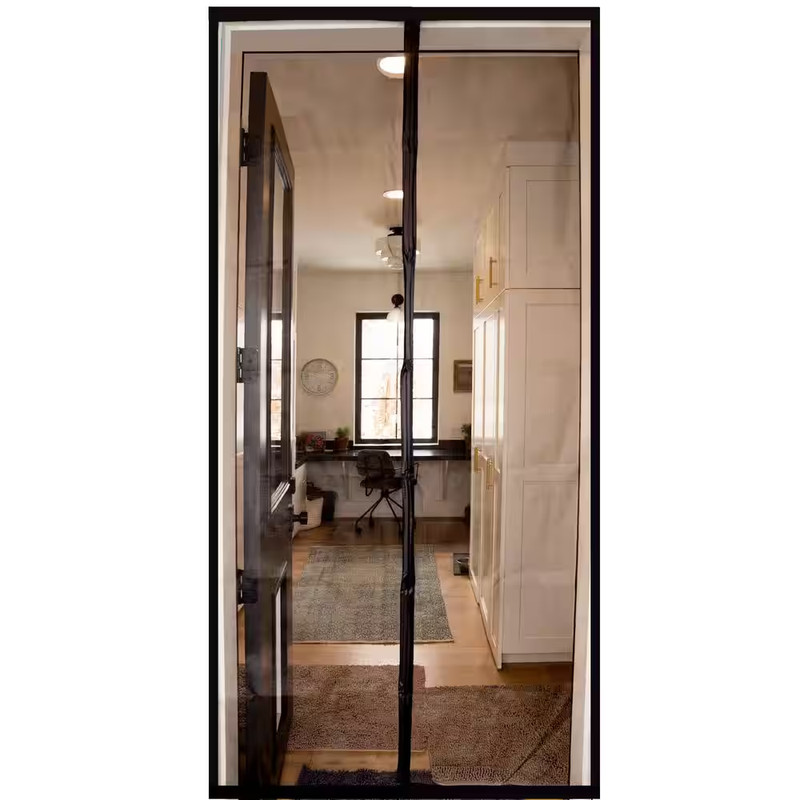 36 In. X 83 In. Black Trim Flame Resistant Fiberglass Mesh Magnetic Screen Door