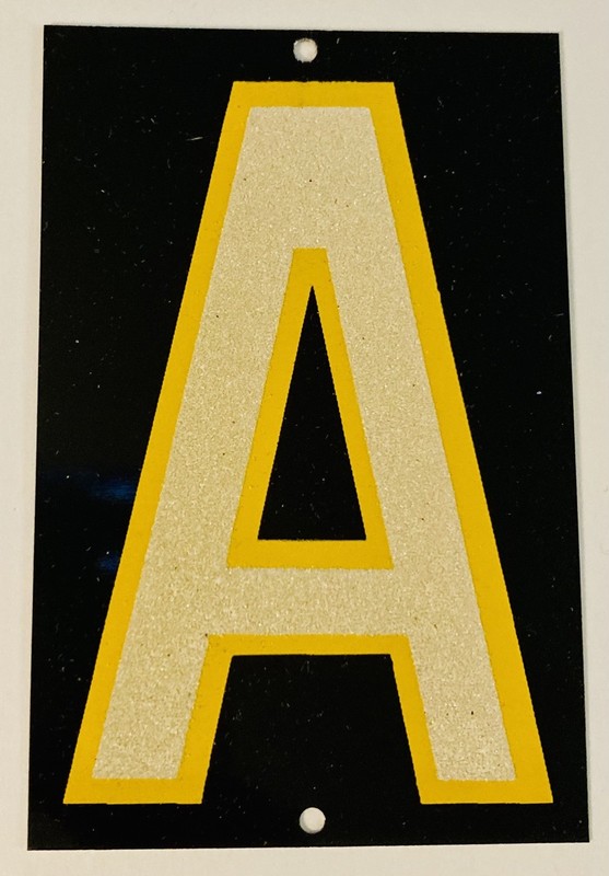 Reflective House Letters “A”Vintage NOS,New Metal Alphabet w/Yellow Outline