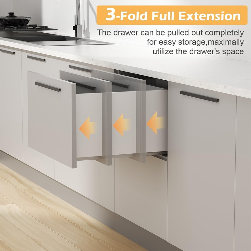 Pair Undermount Drawer Slides Bottom Mount Pull Out Shelf Slider Under Mount ... gallery