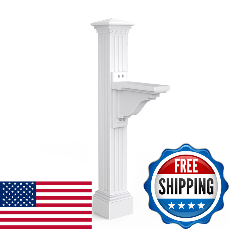 Mayne Manchester Single Arm Mail Post - White - 26In L X 9In W X 58In H -