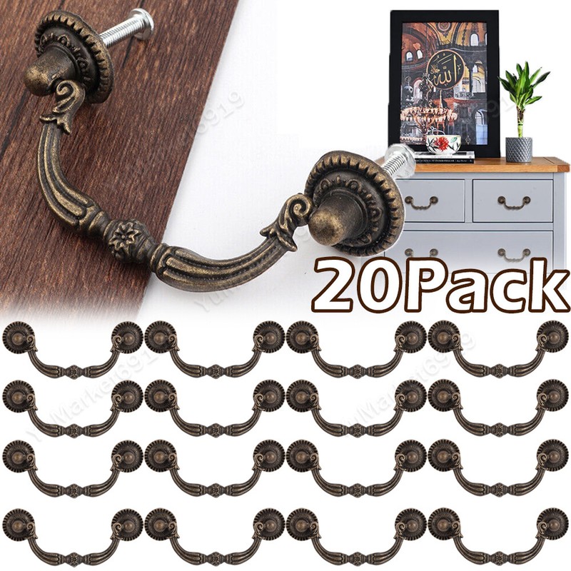20PACK Dresser Pulls Drawer Pull Handles Antique Bronze Bail Cabinet Handle Knob