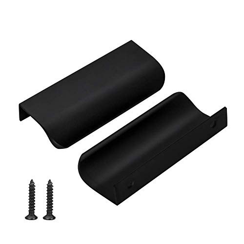 Pack Kitchen Cabinet Handles 3 Inch Finger Hole Center:76mm(3in) 10 Black
