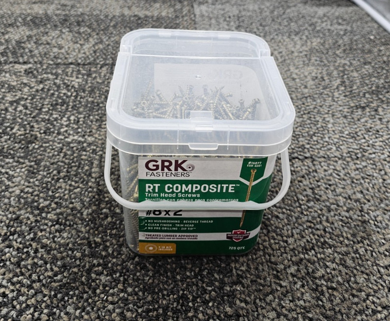 (725 PIECES) GRK Fasteners 16077 RT Composite Trim Head Screw #8 x 2″ ESR-3201