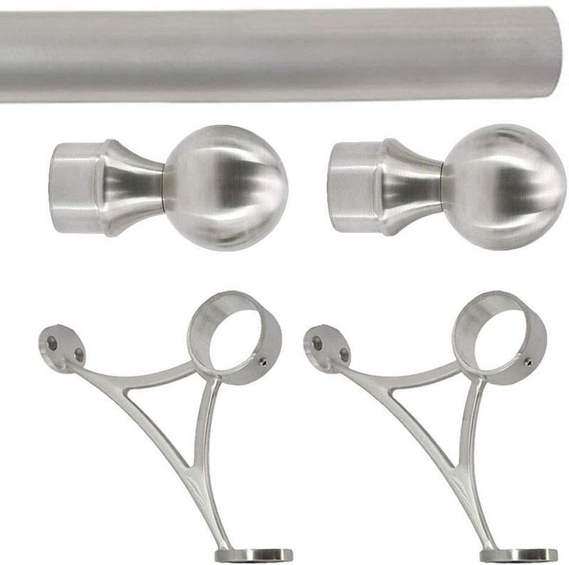 Combination Bar Foot Rail Brackets Kit - 2" OD Brushed Stainless Steel Tubing