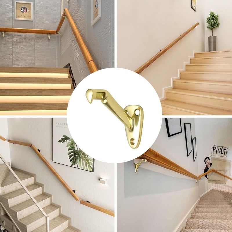 Waterproof Brass Handrail Bracket in Gold Finish - Easy Install, 1 Pcs gallery