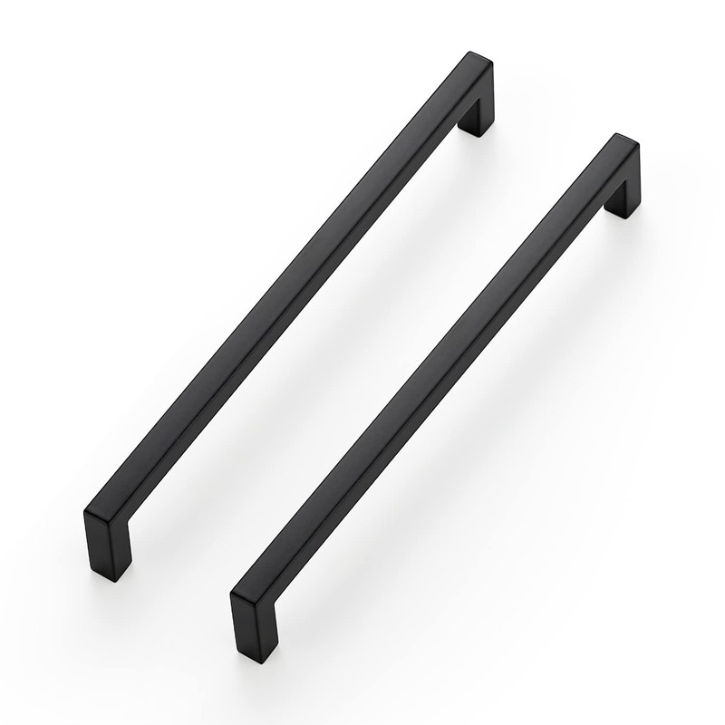 71/2 Inch Center Solid Slim Square Bar Cabinet Drawer Handles Black 10 PCS