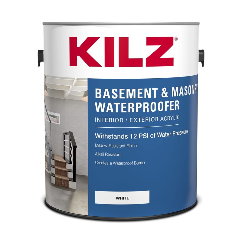 KILZ Basement Masonry Waterproofing Paint, Interior/Exterior, White, 1 Gallon