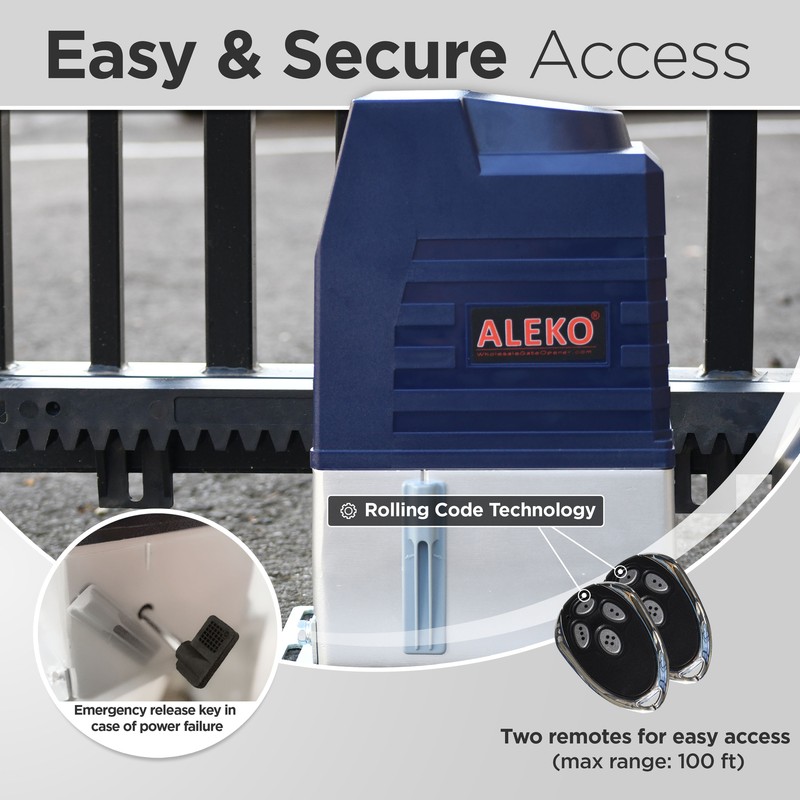 ALEKO Automatic Sliding Gear Rack Driven Opener for Gate up to 60 ft / 2000 lb gallery