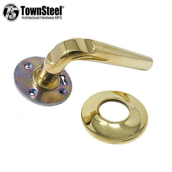 TownSteel TDS Pelican Lever Set Curve Rose Unlacquered Brass Full Dummy Non-Hand