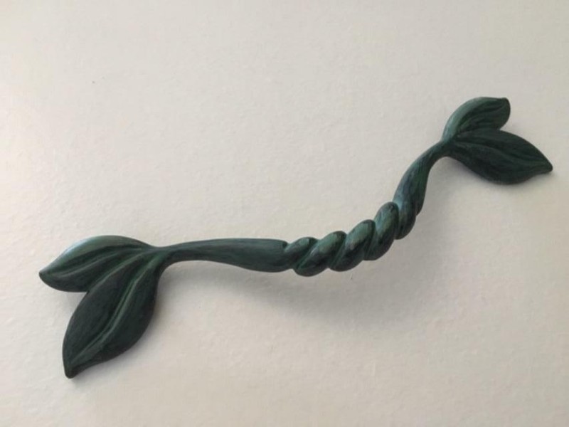 Pull Handle Kitchen Cabinet Hardware Leaf Green Metal