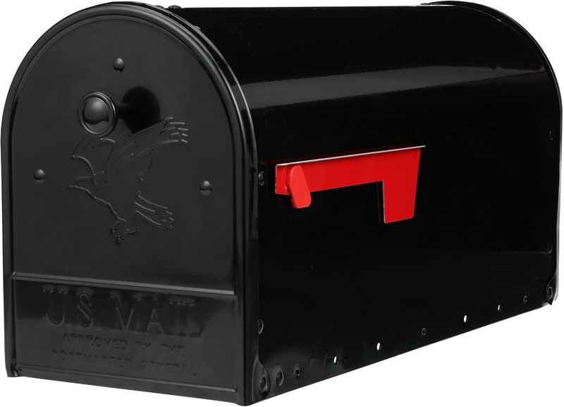 Large Capacity Curbside Mailbox Double Door Post Mount Black USPS Approved