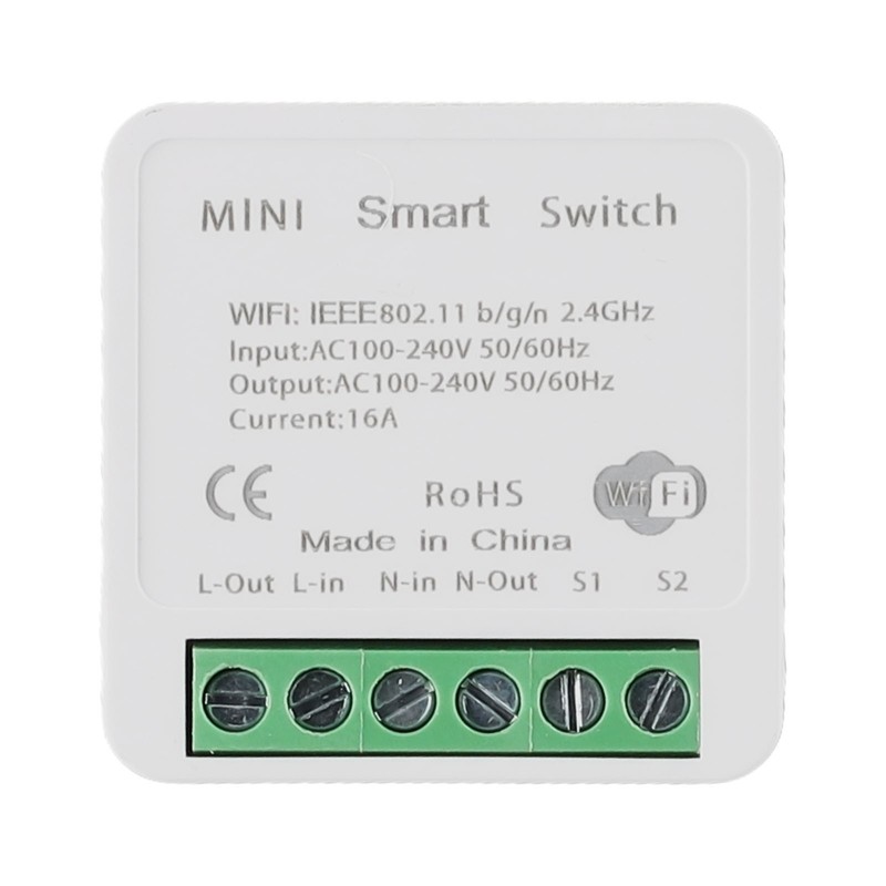 Compact WiFi Smart Switch with Timer Feature No Hub Required 16A 2 Way Control
