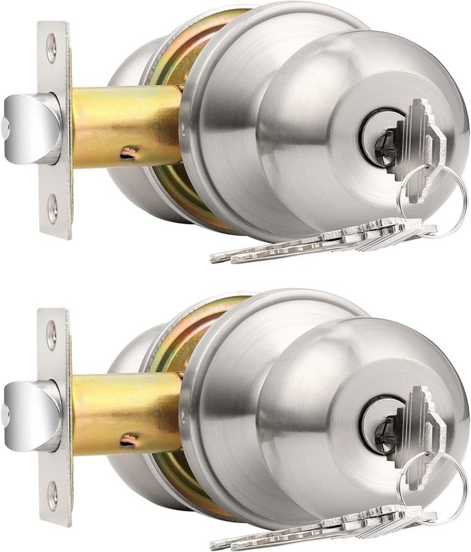 2 Pack Keyed Alike Entry Door Knobs with Lock and Key Ball Door Knob Handles ... gallery