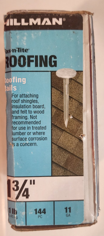 (3)- 1 lb Boxes - Hillman Roofing Nails - Electro Galvanized- 11 Gauge - 1-3/4" gallery