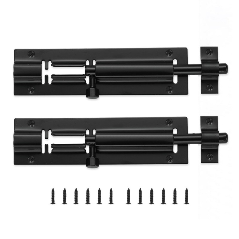 2PCS Sliding Bolt Latch for Door Gate Cabinet Shed with Mounting Screws Included