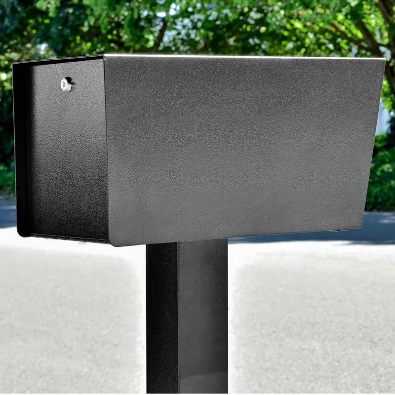 Street Safe Latitude Front/Rear Locking Black Post Mount Mailbox with High Secur gallery