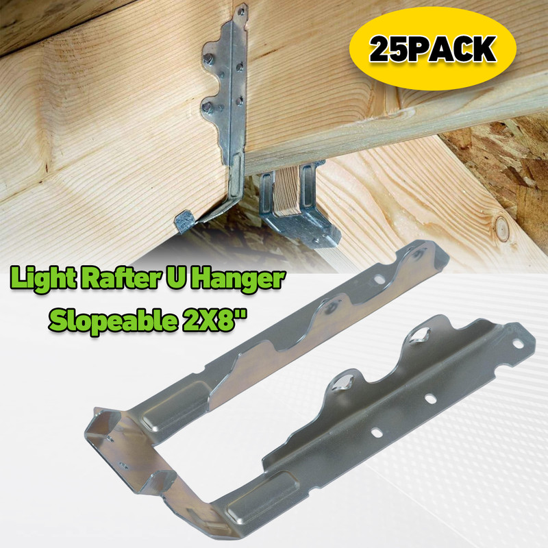 25Pack Galvanized Slopeable Light Rafter U Hanger For 2x8 Joist Hangers Steel