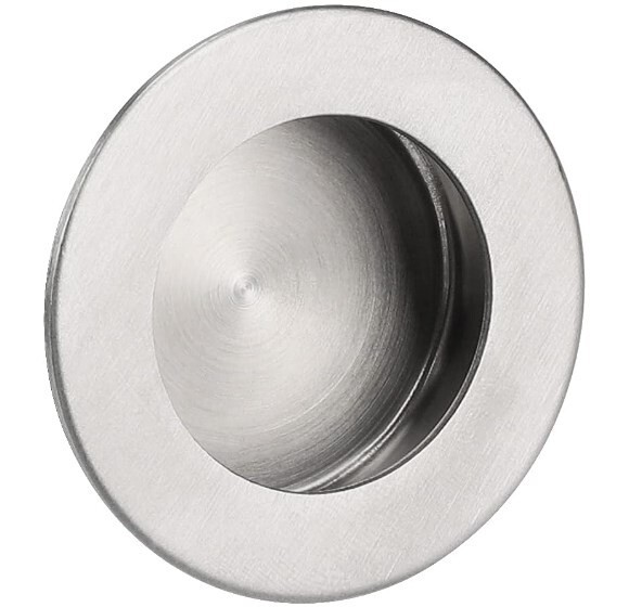Round Recessed Finger Pull Pocket Door Pull Handles Smooth Stainless Steel