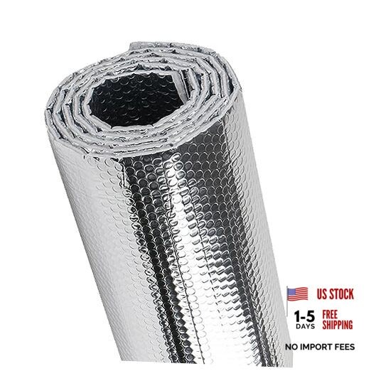Double-Sided Reflective Insulation Roll, Reflective Bubble 59"X10Ft Sliver