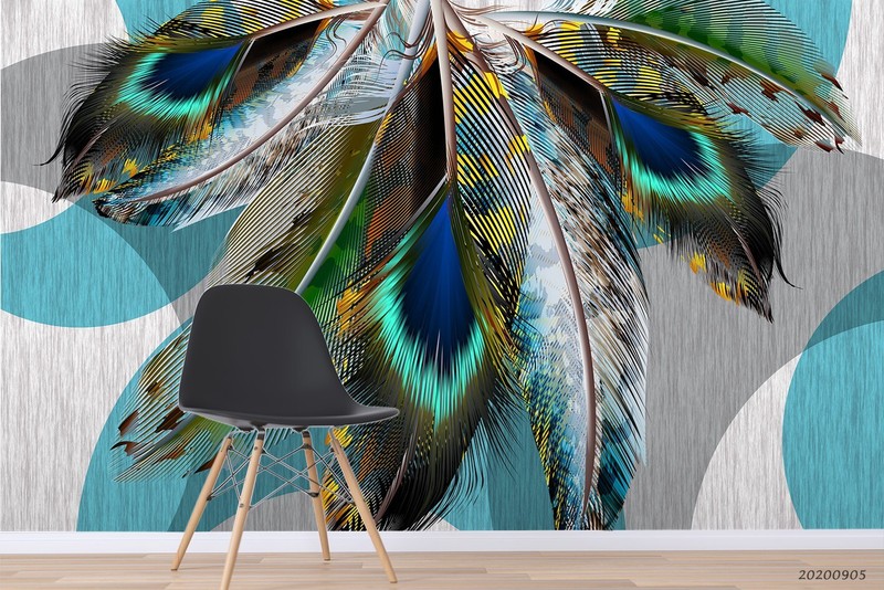 3D Color Feather Texture Watercolor Wallpaper Wall Murals Removable Wallpaper 2
