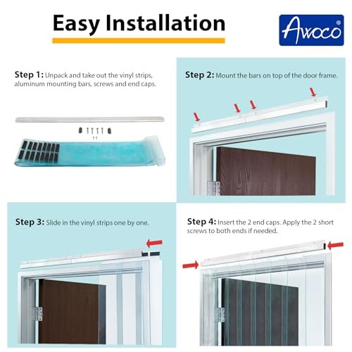 Vinyl Strip Climate Control Curtain Kit, Slide-in Strips Perfect for 38" x 84" gallery