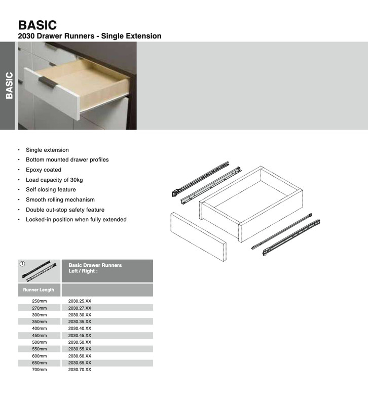 20" Bottom Mount Drawer Slide Self Closing Single Extension Harn 1-Pair 2 Pieces gallery