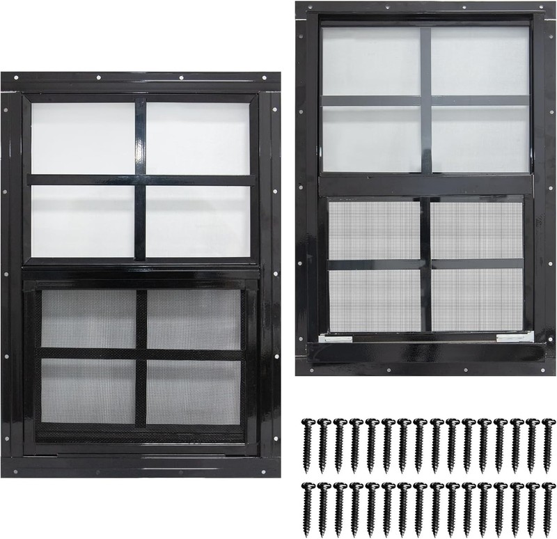 2 Pack Shed Windows with Black Frame, 14 x 21 Flush Mount Small Window with T... gallery